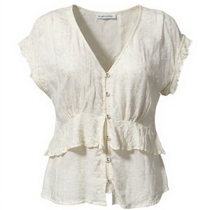 Lovestitch Cream Ruffled Blouse